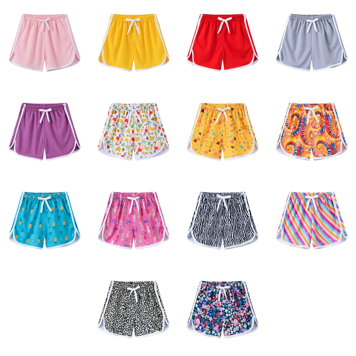 

2025 Summer Children Sports Shorts Baby Boys Girls Solid Color Print Casual Short Pants Baby Vacation Beach Shorts