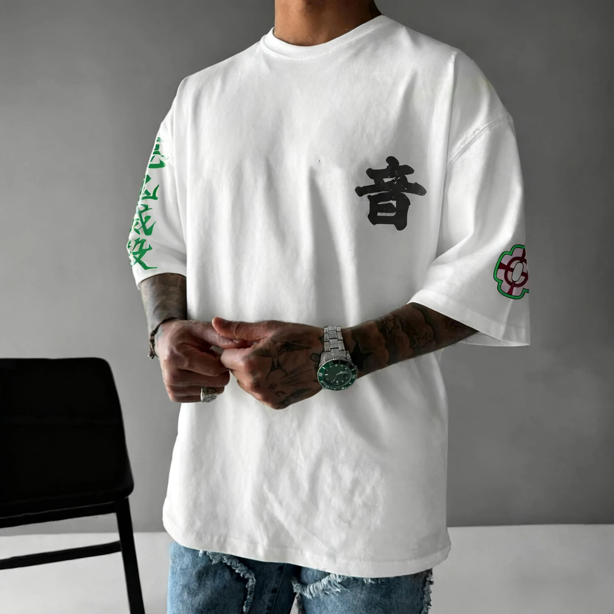 Demon Slayer Halloween Collaboration T-shirt Men's Summer New Uzui Tengen Anime Printed Trendy Casual Loose Short Sleeved Top