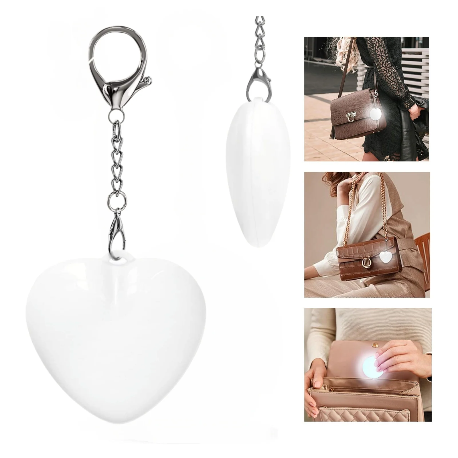 Heart LED Handbag Light Motion Sensor Purse Lamp Keychain Charm Decor Gift For Women Girls Mom Daily Bag Interior Accessory