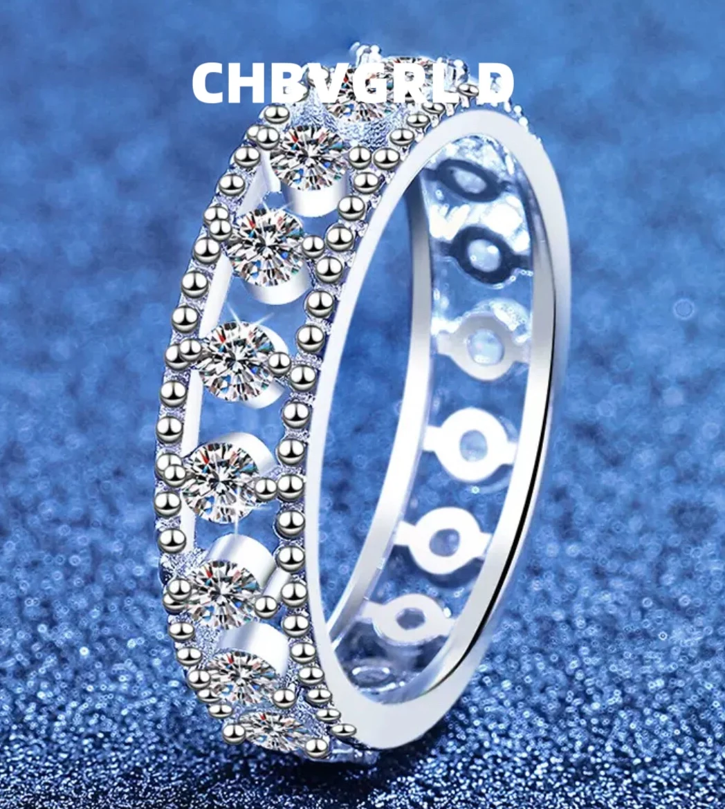 

[Forever] European and American full diamond s925 sterling silver moissanite ring fashion luxury micro-set engagement wedding