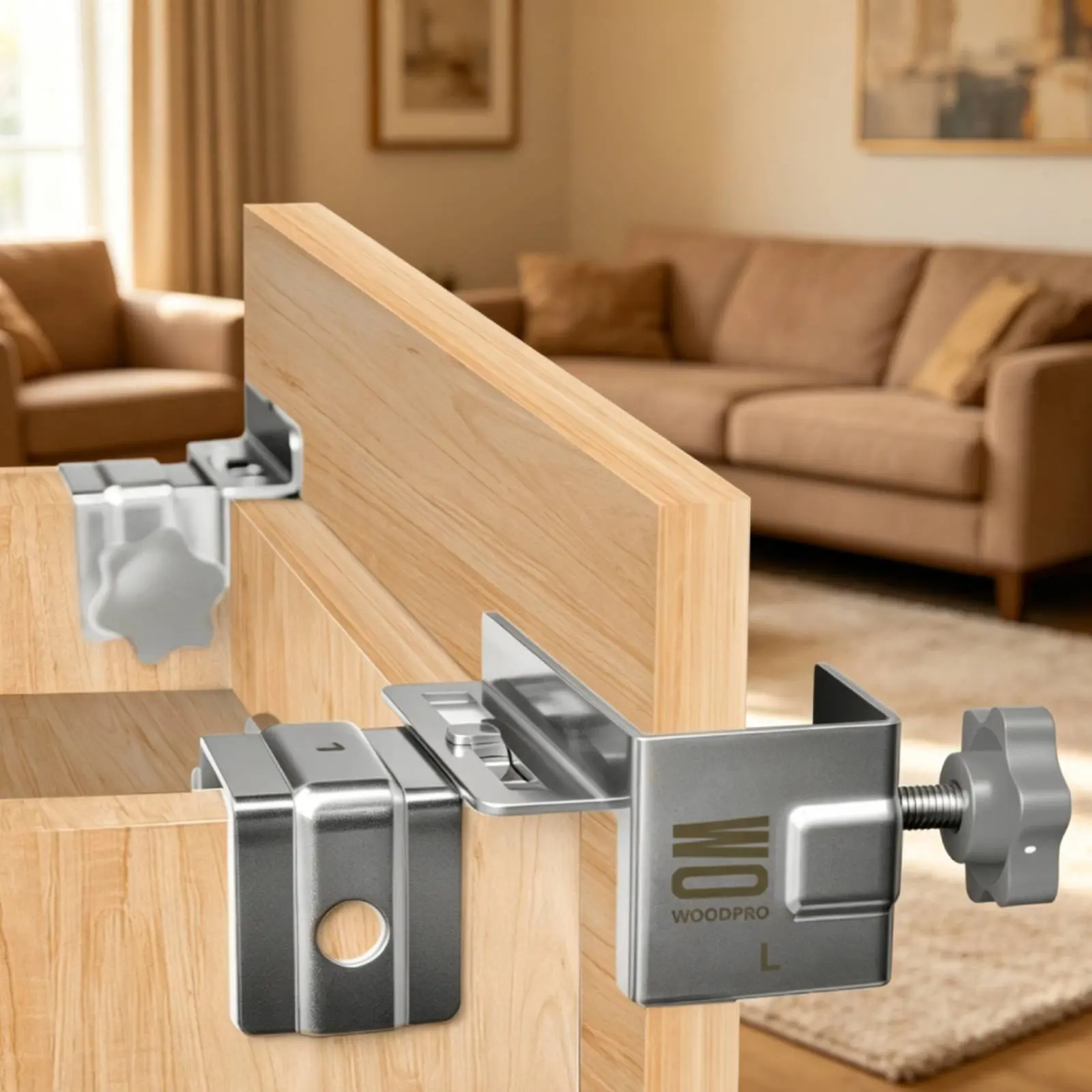 

Drawer Panel Clamp Stainless Steel Side Mount Drawer Clamp Woodworking Adjustable for Woodworkers, Furniture Assembly
