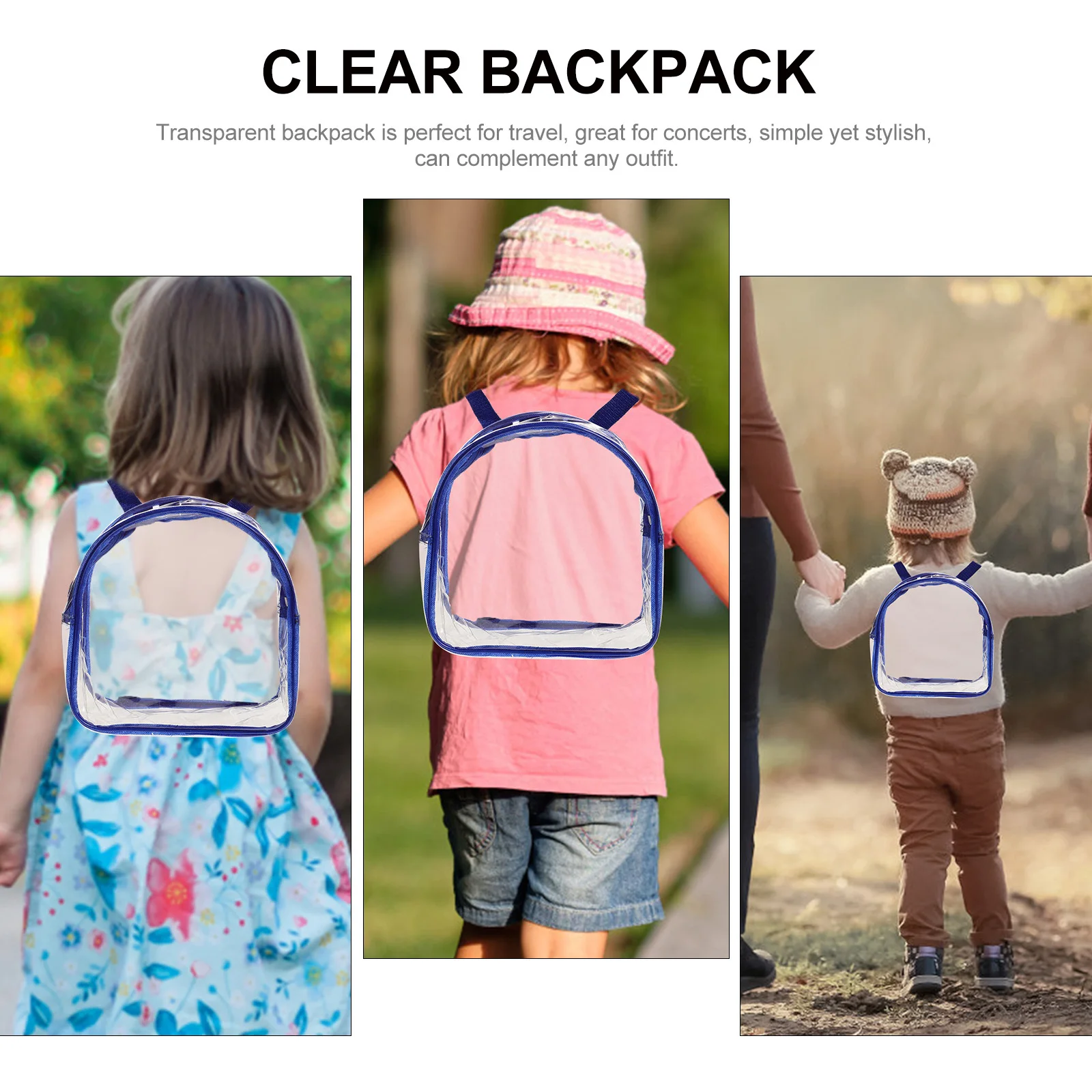 حقيبة ظهر صيفية للشاطئ حقيبة شفافة من مادة PVC باللون الأزرق 26 × 25 × 12 سم لمهرجان السفر الثقيل ملعب نسائي صغير معتمد