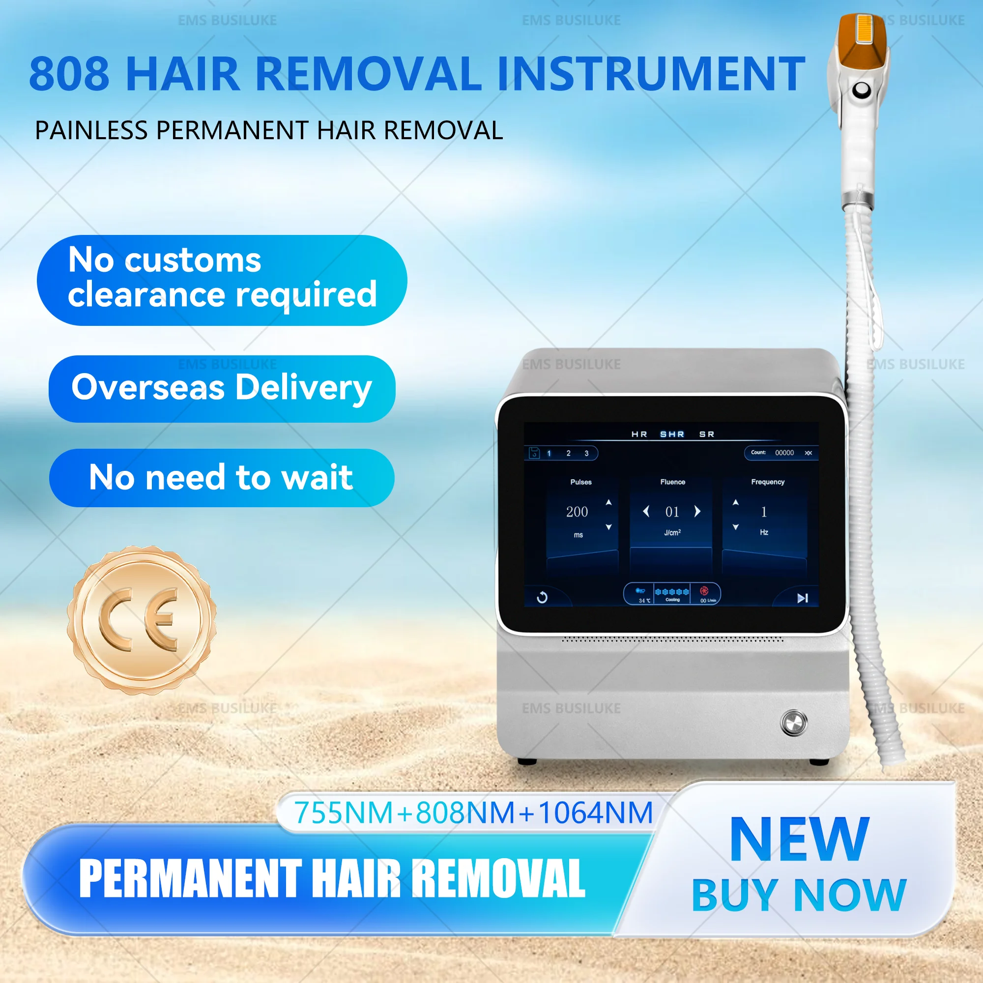 

NEW 808 Alexandrite Hair Removal Laser Diode Machine Ice Platinum Body Face Underarm Cooling Head Permanent Painless Epilator