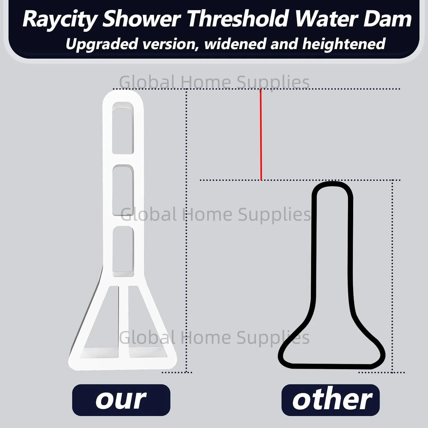 (Модернизированный) Порг для душа высотой 4 дюйма/10 см, водяная плотина, складная пробка для душа, разделение сухой и влажной воды для ванной комнаты