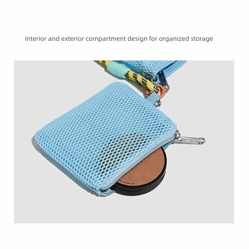 Multicolor Crossbody Bag with Mini Bag Lightweight Nylon Mesh Bag Multi Compartment Storage Large Capacity Shoulder Bag Girls