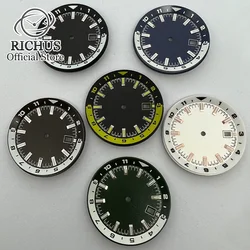 36.5mm Sterile Green Luminous Black Wrist Watch Parts Dial With Date Window For NH35 NH36 4R35 4R36 7S26 Automatic Movement