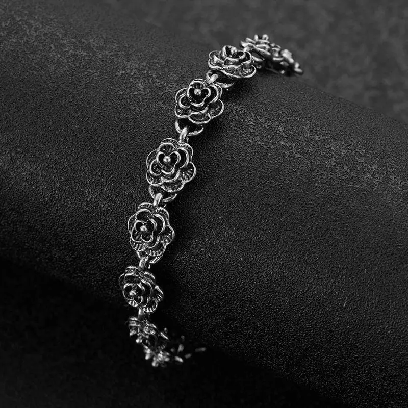 1Pcs Korean Style Temperamen Flower Pendant Bracelets Distressed Rose Bracelet For Women DIY Jewelry Gift For Bestfriend Girl