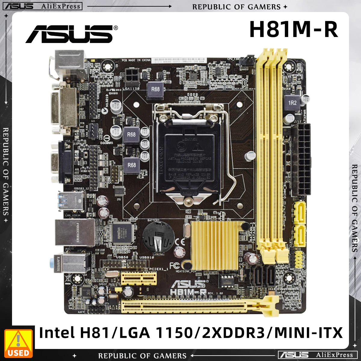 ASUS H81M-R Used Motherboard LGA 1150 Socket for Intel 4th Gen Core i3 i5 i7 Processor 2x DIMM Max 16GB DDR3 Micro ATX Mainboard