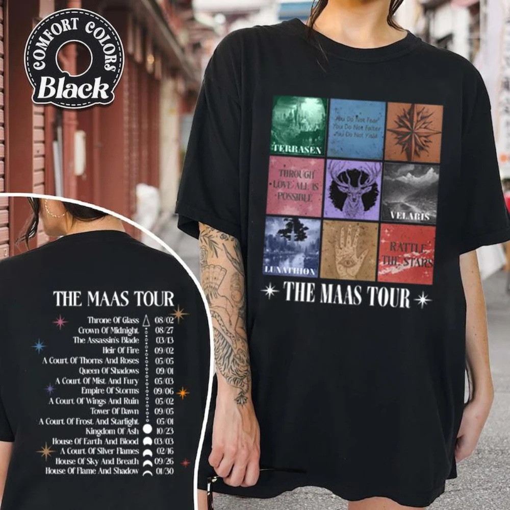 The Eras Maas Tour LICENSED Sarah J Maas Merch Acotar Book T Shirt Swag Velaris Sarah J Maas Throne of Glass Acotar T Shirt