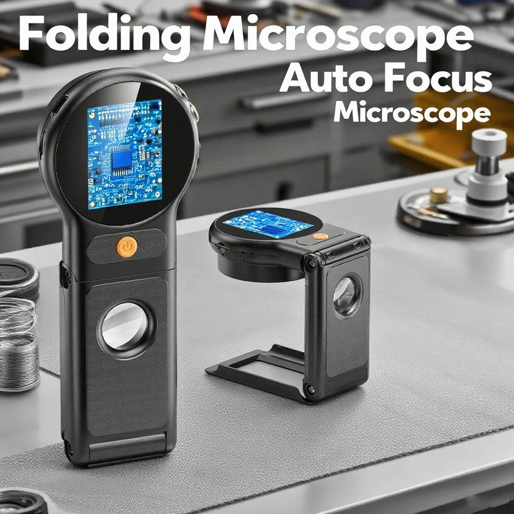 2.0inch Electronics Digital Microscope 2MP 500X Magnification Foldable Video Magnifying Glass for welding PCB and jewelry Tool