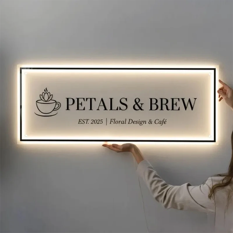 

Custom Sign with Backlit LED Logo Wall Sign Personalized Business Sign for Beauty Salon Company Acrylic 3D Luminous signboard