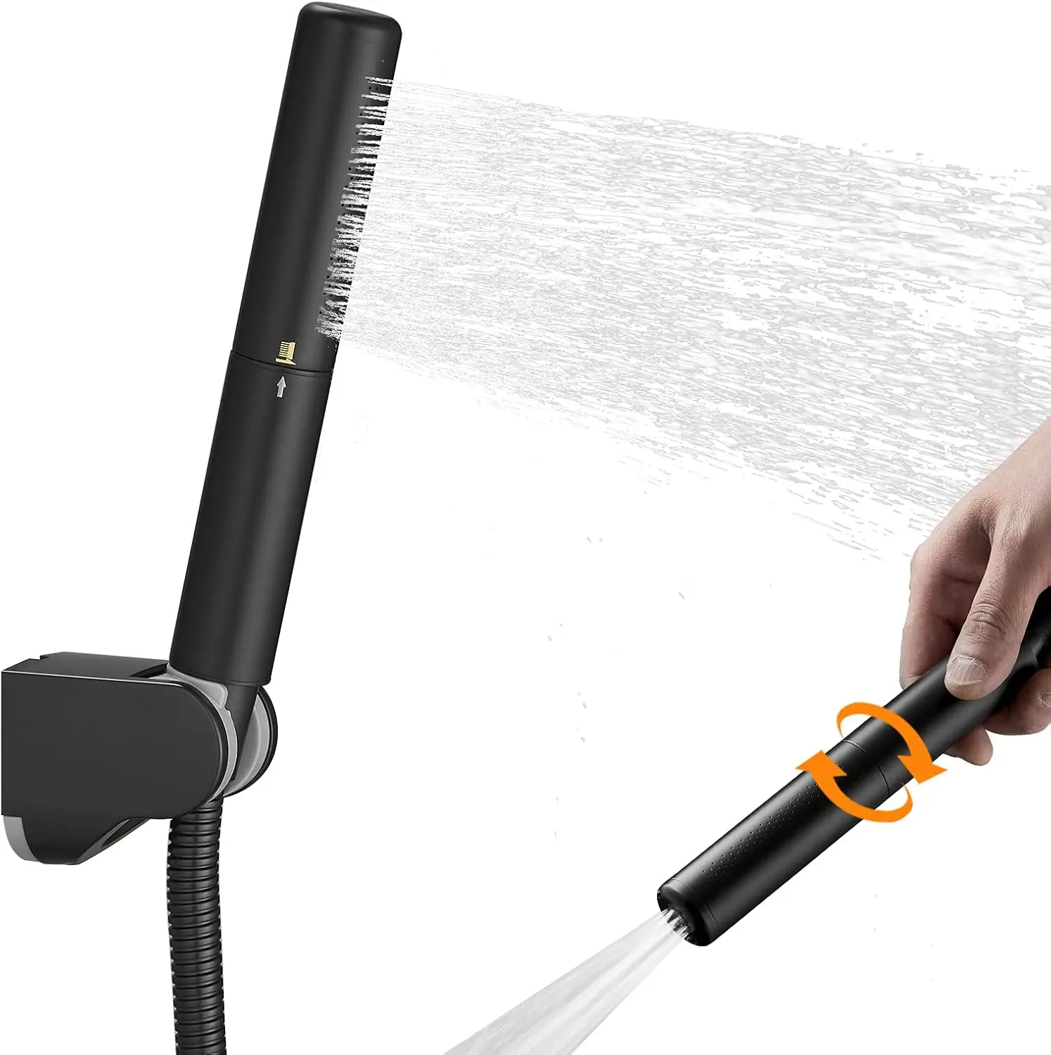 

Matte Black 2-in-1 Handheld Shower Head Set with High Pressure 7 Inch Rain Head, Hand Shower Wand, 59 Inch Hose, Bracket