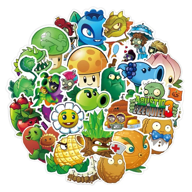 50pcs Plants Vs. Zombies Game Stickers Suitcase Water Cup Stationery Mobile Phone Scooter Laptop Refrigerator Decoration