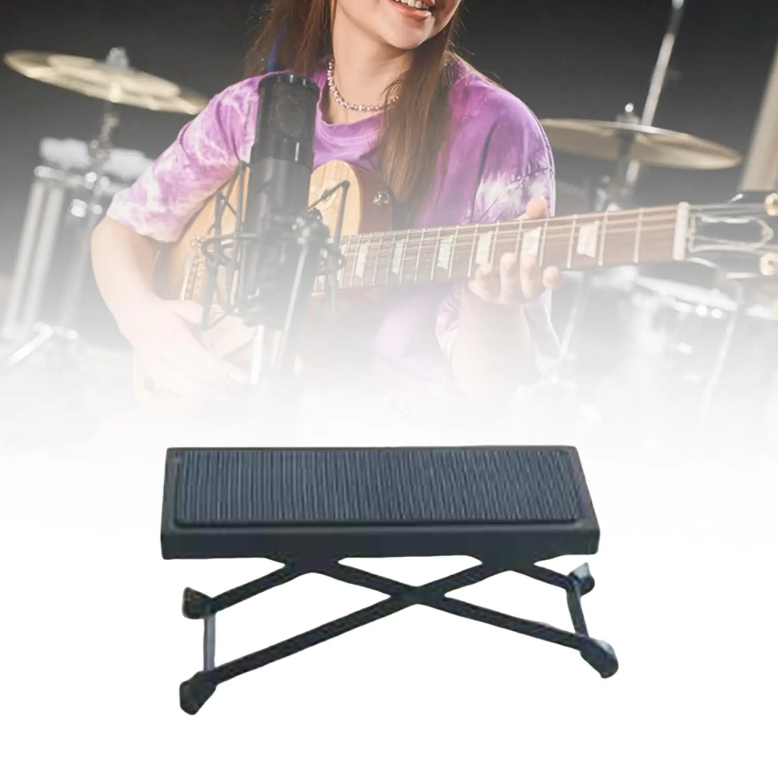 Guitar Foot Stool Stable Widen Pedal Foldable Height Adjustable for Electric