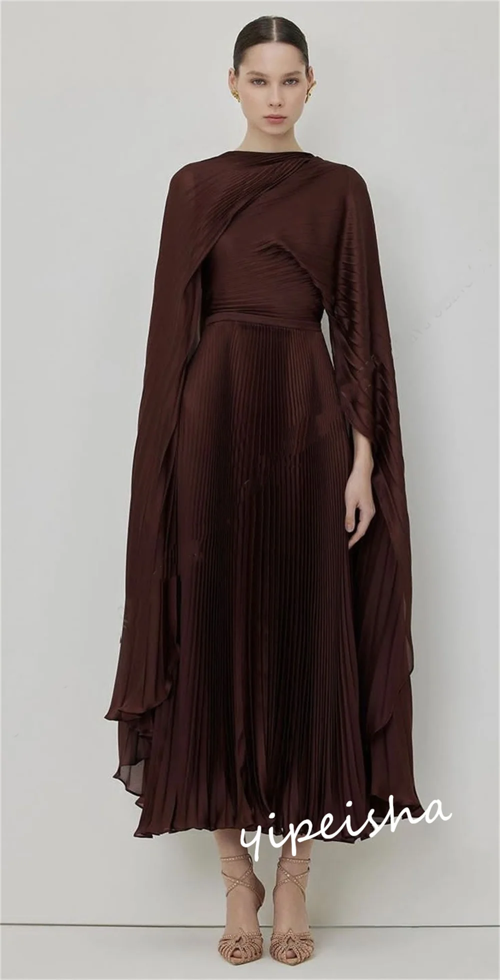 Customized Jiayigong Classic Modern Style Formal Evening High Collar A-line Drapeds Bespoke Occasion Dresses