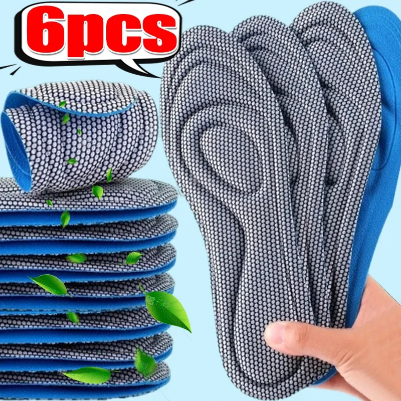 2/6pcs Memory Foam Orthopedic Insoles Shoes Men Women Nano Antibacterial Deodorization Insole Sweat Absorption Running Cushion