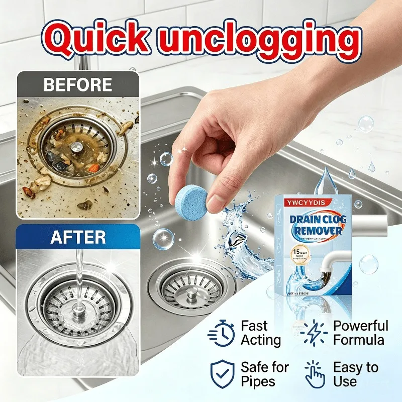 16pcs Independent Packaging Portable Sewer Drainage Pipe Unblock Effervescent Tablets Suitable for Multiple Scenarios