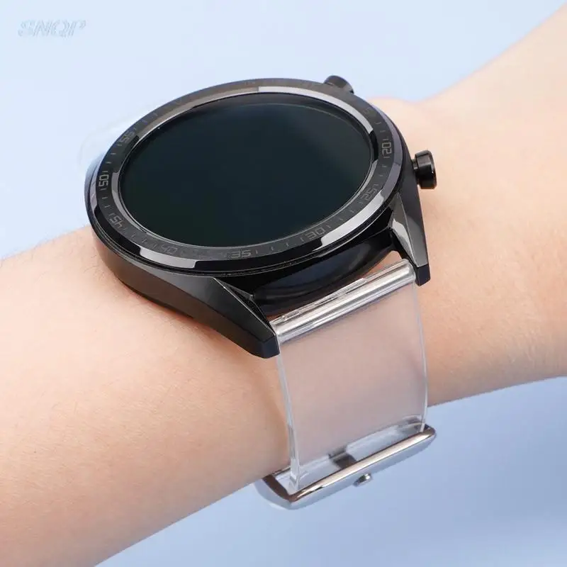 20mm 22mm Transparent Silicone Strap for Huawei Watch 3 Smart Watch Band Soft PVC Wrist Bracelet Watch GT 3/2/2e/Pro/Runner