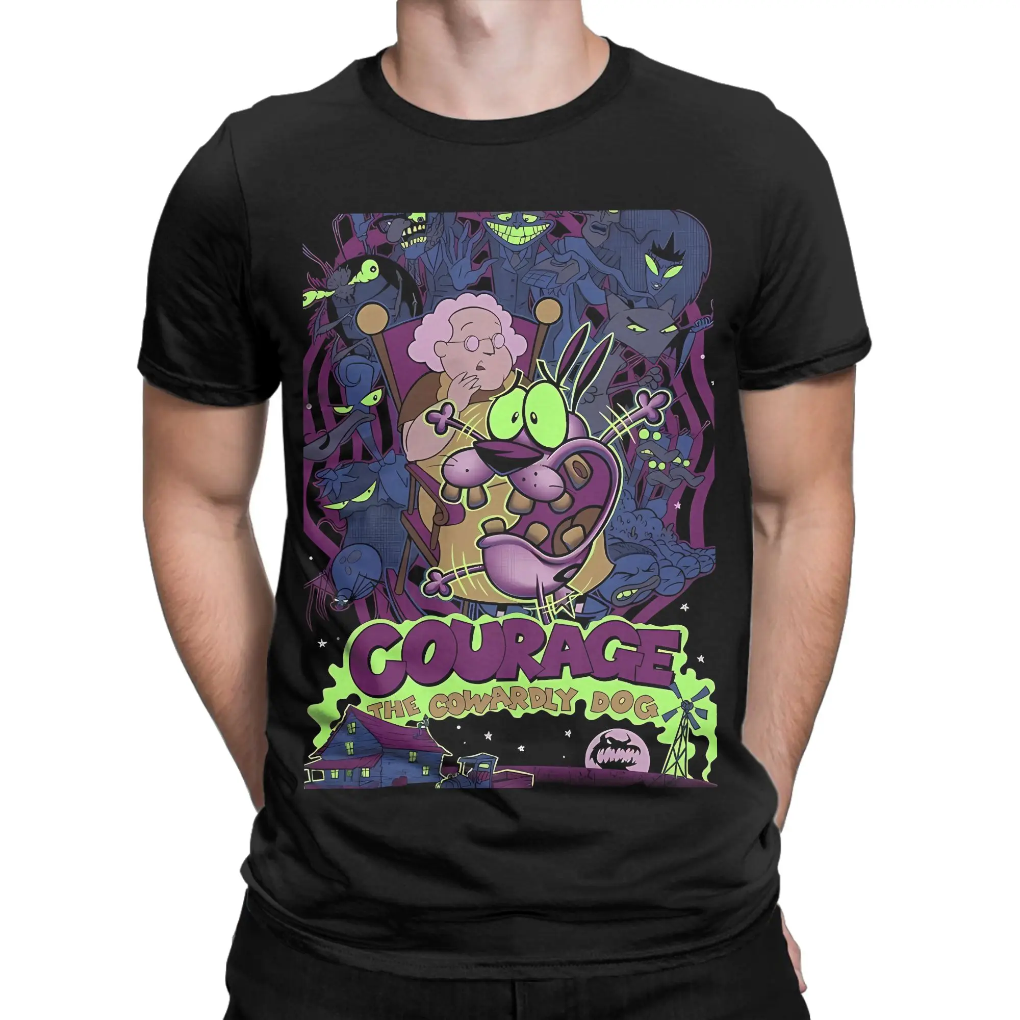 cCourage The Cowardly Dog  Graphic 100% Cotton T-Shirt cCourage the Cowardly Dog Tops Tees For Men