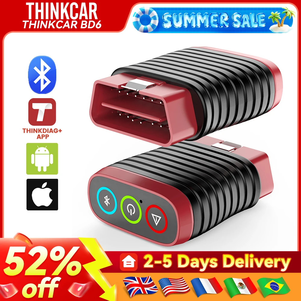THINKCAR BD6 Auto OBD2 Scanner All System Diagnostic Tool for iOS&Android, 5 Reset Service Code Reader for All Cars Free Update