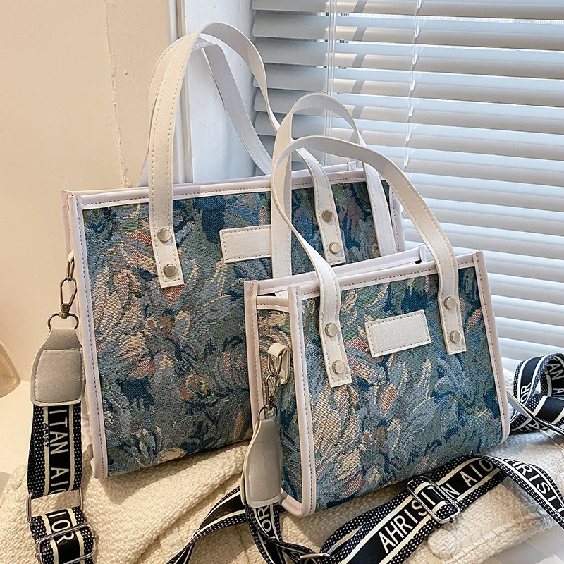 Hot sale Large capacity canvas tote bag ECO friendly Heavy weight fabric crossbody messensger bags shopping bag bags for women