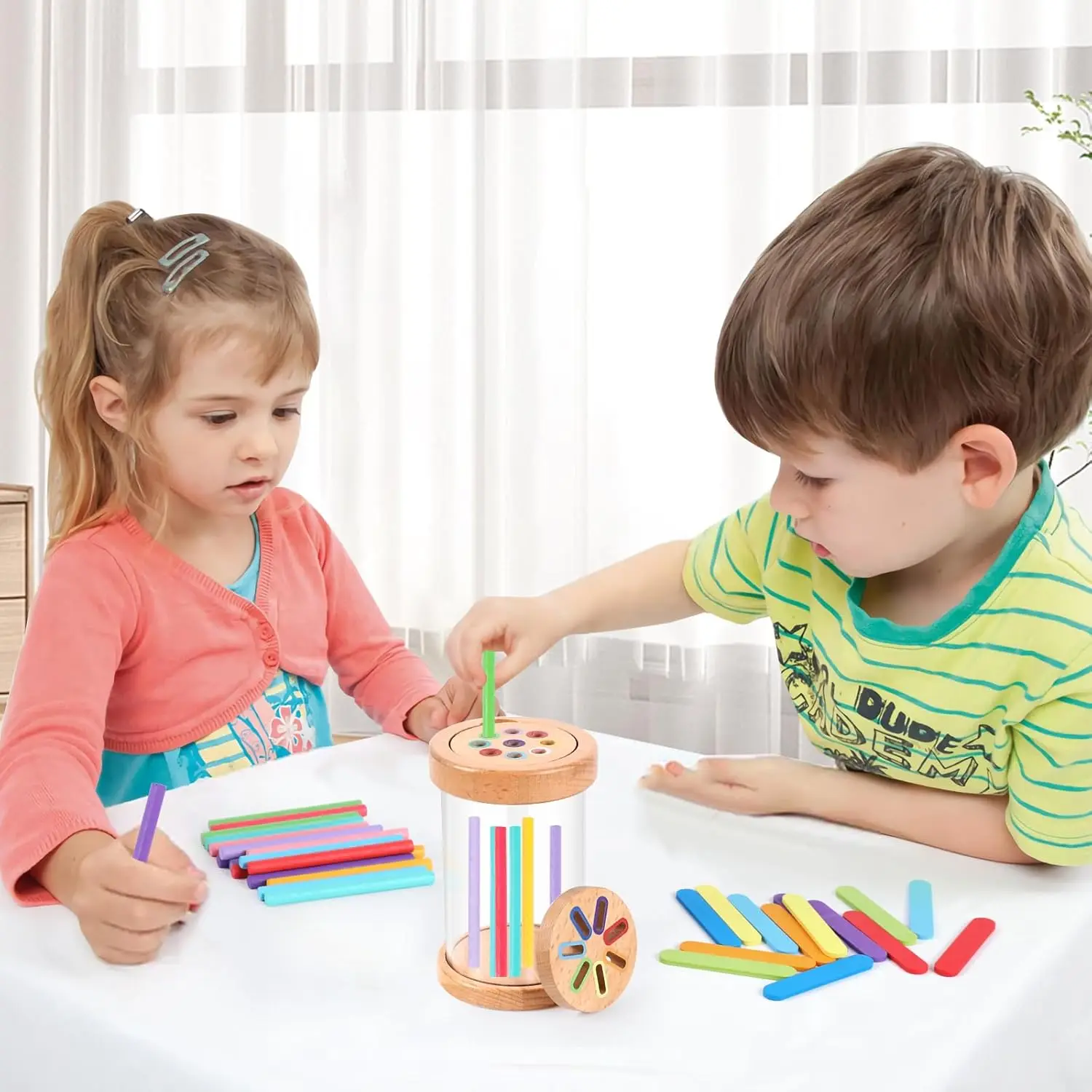 Montessori Spielzeug Holz Farbe Sortierung Spielzeug Feinmotorik Sensorische Matching Spiele Pädagogisches Kind Spielzeug Für 1-3 Jahre alt 3 + Geschenk – Detail 5