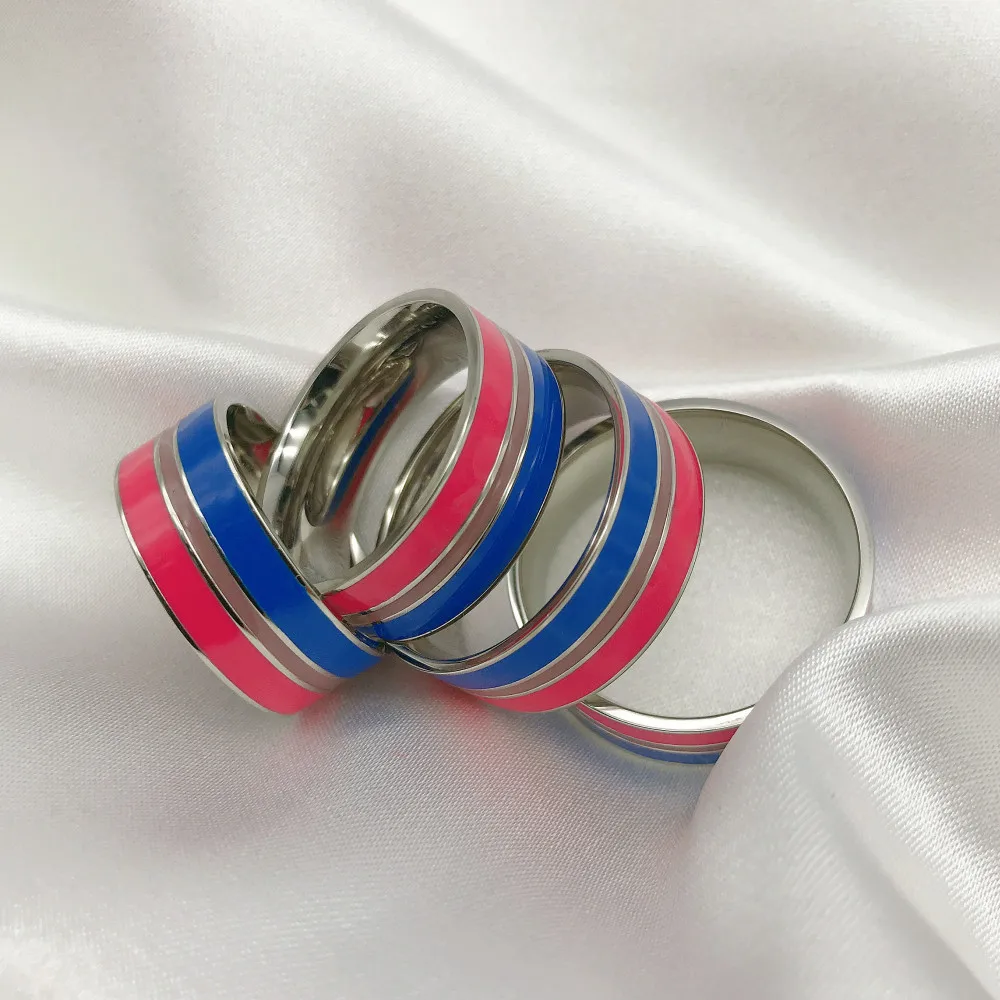 Bisexual Pride Rings For Couple Partner Soulmate Valentine's Day Present Gifts LGBTQ Wedding Party Ring
