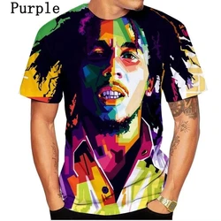 Newest Summer Men Clothing 3d Print Bob Marley Graphic T-Shirt, Men's Casual Hip Hop Sports Men Breathable Quick Dry T-Shirt Top