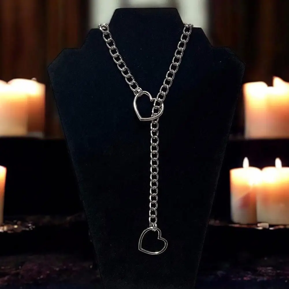 Heart Star Circle O Slip Chain Necklace Retro Punk Metal Chain Necklace Trendy Hip-hop Chain Choker Adjustable Girls Gifts