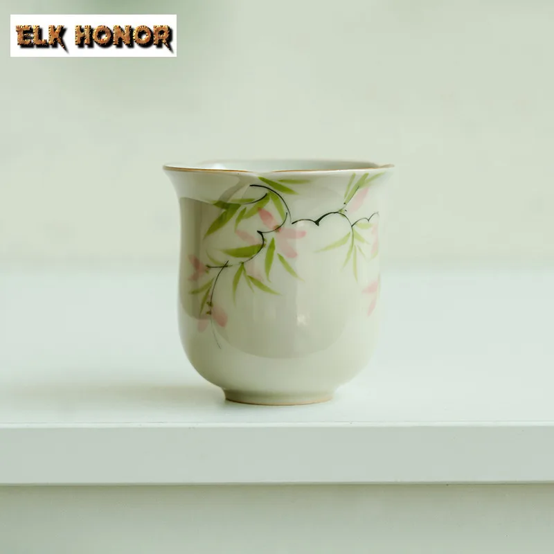 

2pc/lot Hand Drawn Pink Vine Flower Teacup Antique Tea Bowl Water Jug Tea-tasting Fragrance Cup Jianzhan Master Cups Teaset 80ml