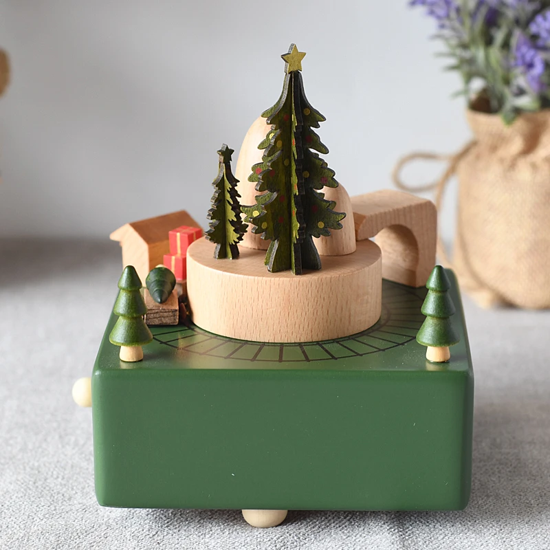 

Wooden Custom Christmas Train Music Box For Christmas Gifts