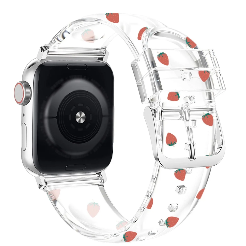 Silicone Loop Strap for Apple Watch Bands Series 7 6 band SE transparent strap Sport Watch Strap for iWatch 7 41mm45mm Bands