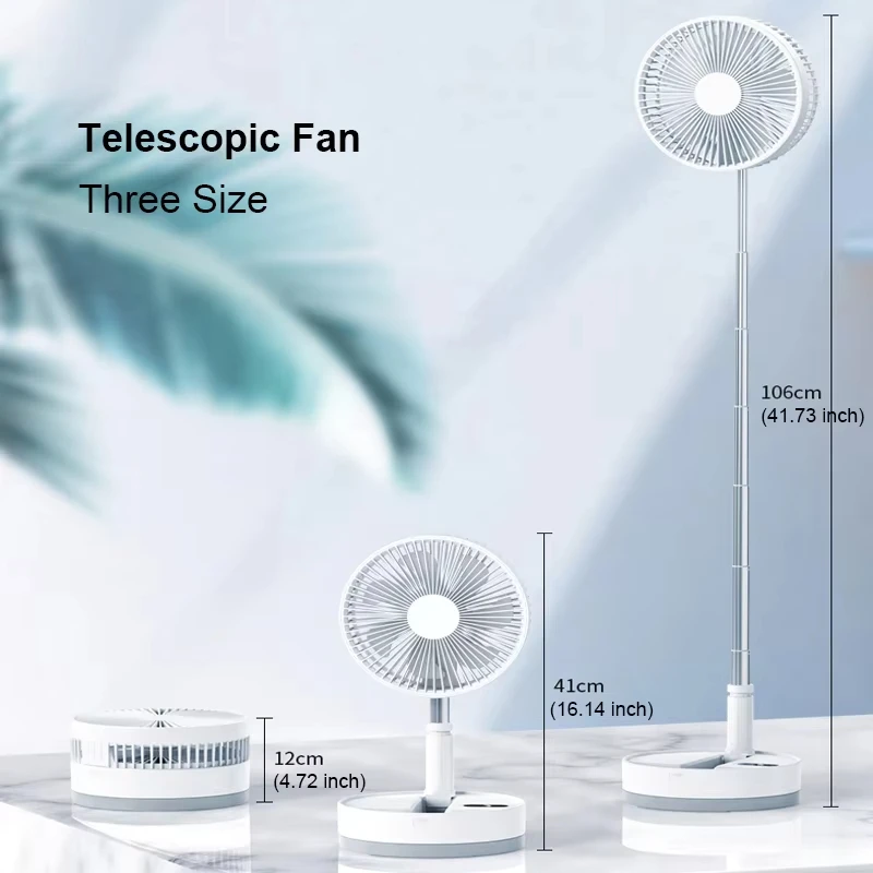 P10 10800mAh Folding Portable Fan USB Remote Control Air Cooler Silent Rechargeable Wireless Floor Standing Fan for Camping Desk