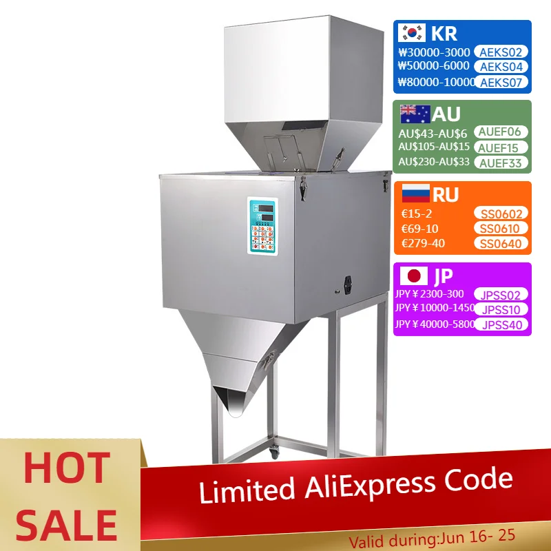 

10-3000G Powder Granule Particles Filling Weighing Pack Machine For Nut Specis Coffe Bean Sugar Candy Hardware Pet Food