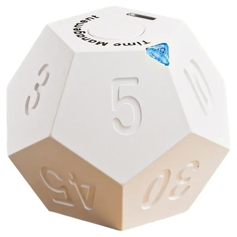 A84E-Dodecagon Timer Rotate Rechargeable Sound Vibrate Light Alert Flip Countdown Timer For Timemanager