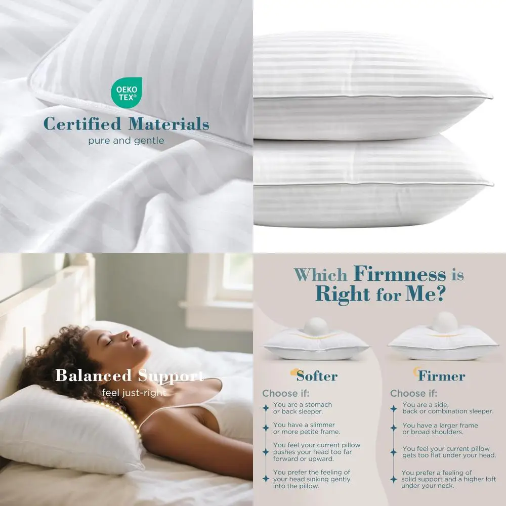 

Queen Size Pillow Set of 2, Hotel-Quality Down Alternative, Ideal for Back, Stomach, and Side Sleepers, Firm Support