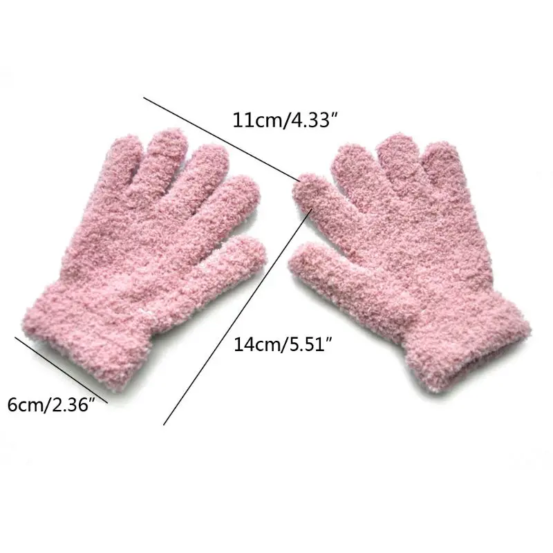 Toddler Solid Color Gloves Mittens Windproof Winter Plush Colorful Gloves Thick Warm Soft Hand Wear Keep Warm