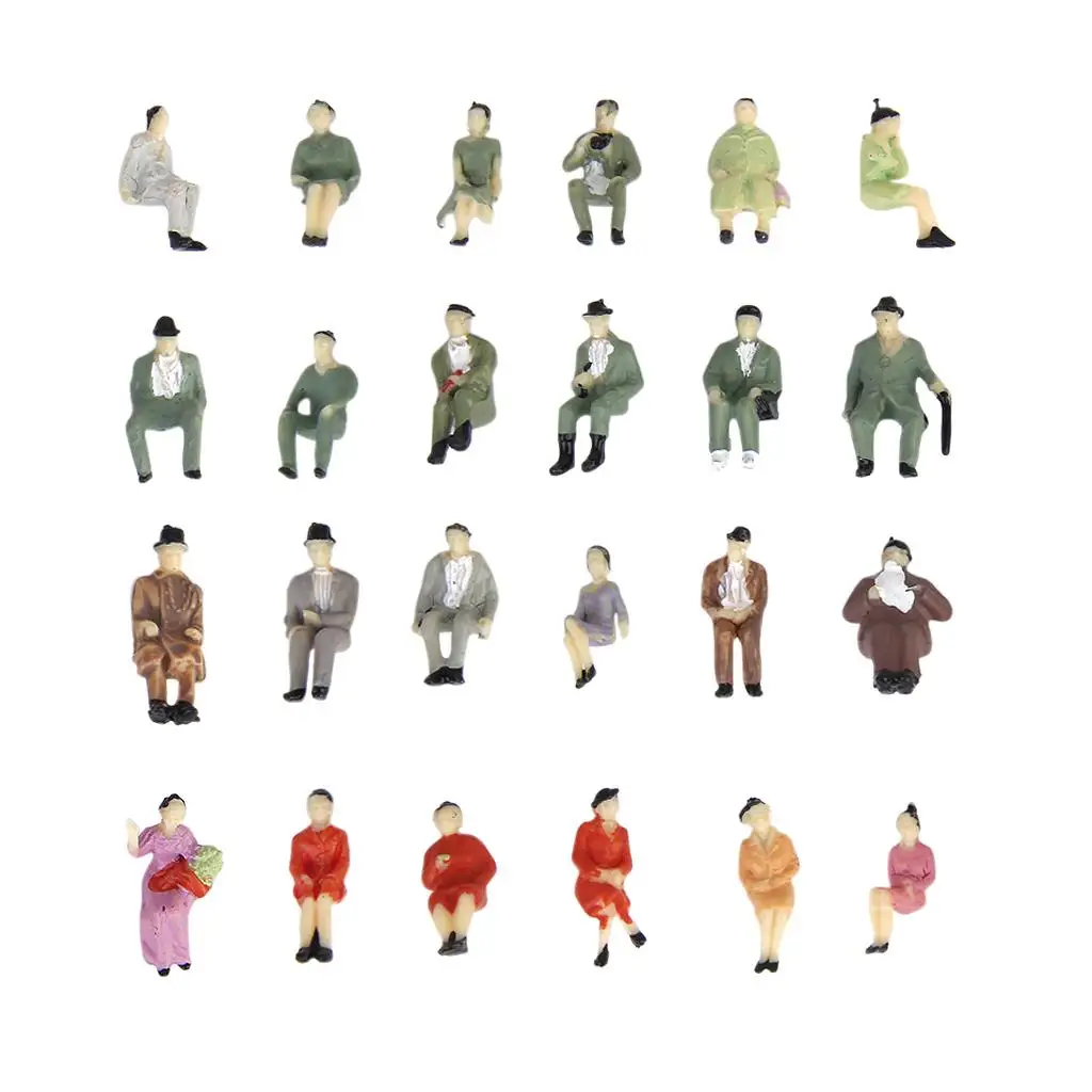 24x 1:87 HO Scale Tiny People Model Train Park Street Passenger People Figure Sitting Poses