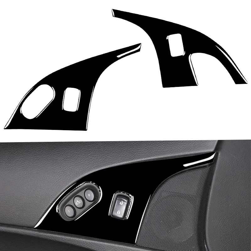 1 Pair Door Lock Panel Trim Cover Sticker Piano Black ABS Fit for Chevrolet Corvette C6 2005 2006 2007 2008 2009 2010-2013 LHD