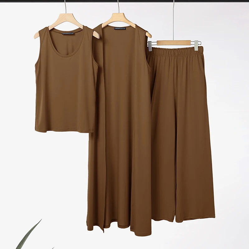 

Casual Woman Pant Sets Tank Top & Long Cardigan & Wide Leg Pant 3 Pieces Sets ZANZEA 2026 Spring Summer Women's Suits Outfits