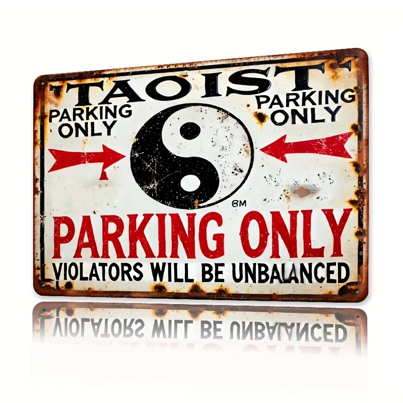 Wall Art, Taoist Parking, Vintage Iron Sign, , Suitable for Burgers, Fast Food, Bakeries, Cafes, Restaurants, Can be used in Co