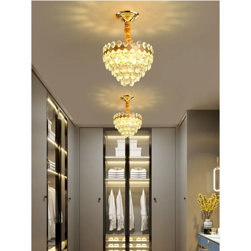 Customized European crystal chandelier, American light luxury corridor light, balcony porch light, staircase hallway light