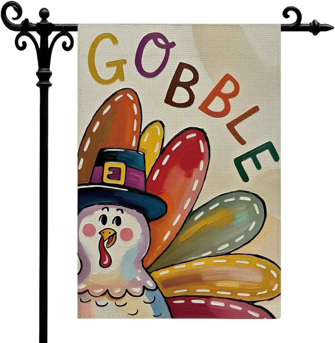 Gobble Thankful Thanksgiving Garden Flag, Thanksgiving Turkey Garden Flag For Outside, Double Sided Fall Harvest Holiday Yar yyi
