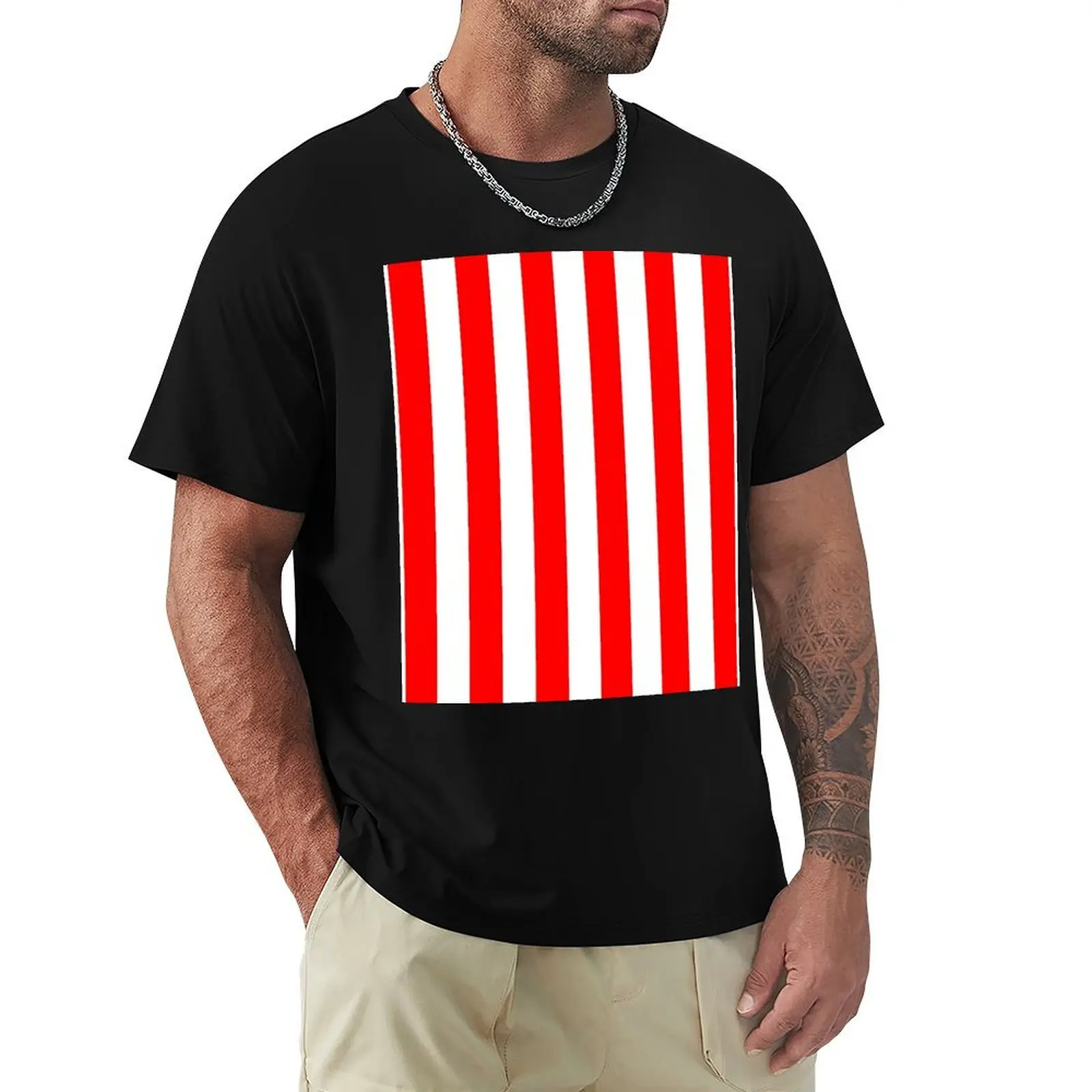 

Red and White Vertical Stripes T-Shirt Anti-Perspiration Workout Top