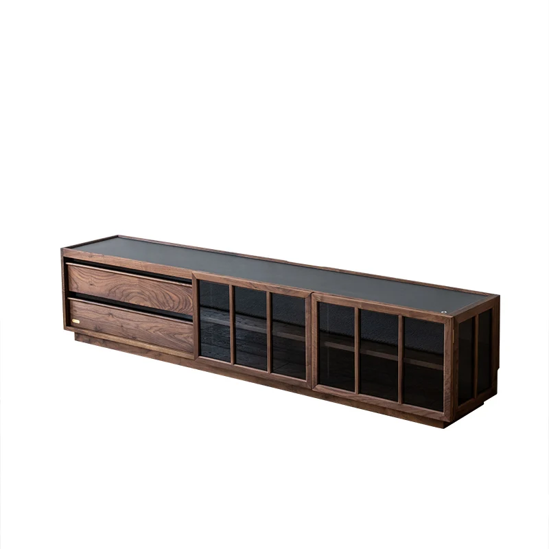 

Black walnut all solid wood TV cabinet simple living room home TV cabinet storage locker