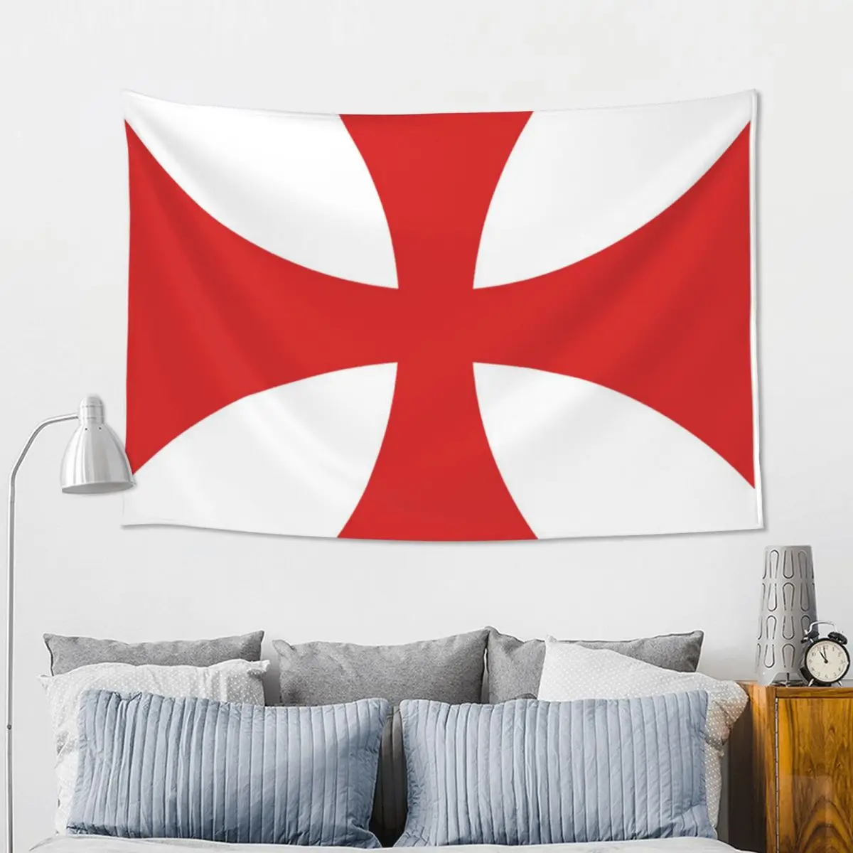 Templar Shield Cross Warrior Sword Knights Templar Deus Vult Tapestry Art Wall Hanging Aesthetic Home Decoration Tapestries