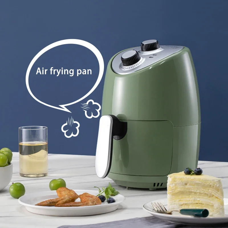 Mini Air Fryer Household Smoke-free French Fries Machine Fryer 2.6L Electric PFA Round Green Making Food Maxky Kitchen 1000 220