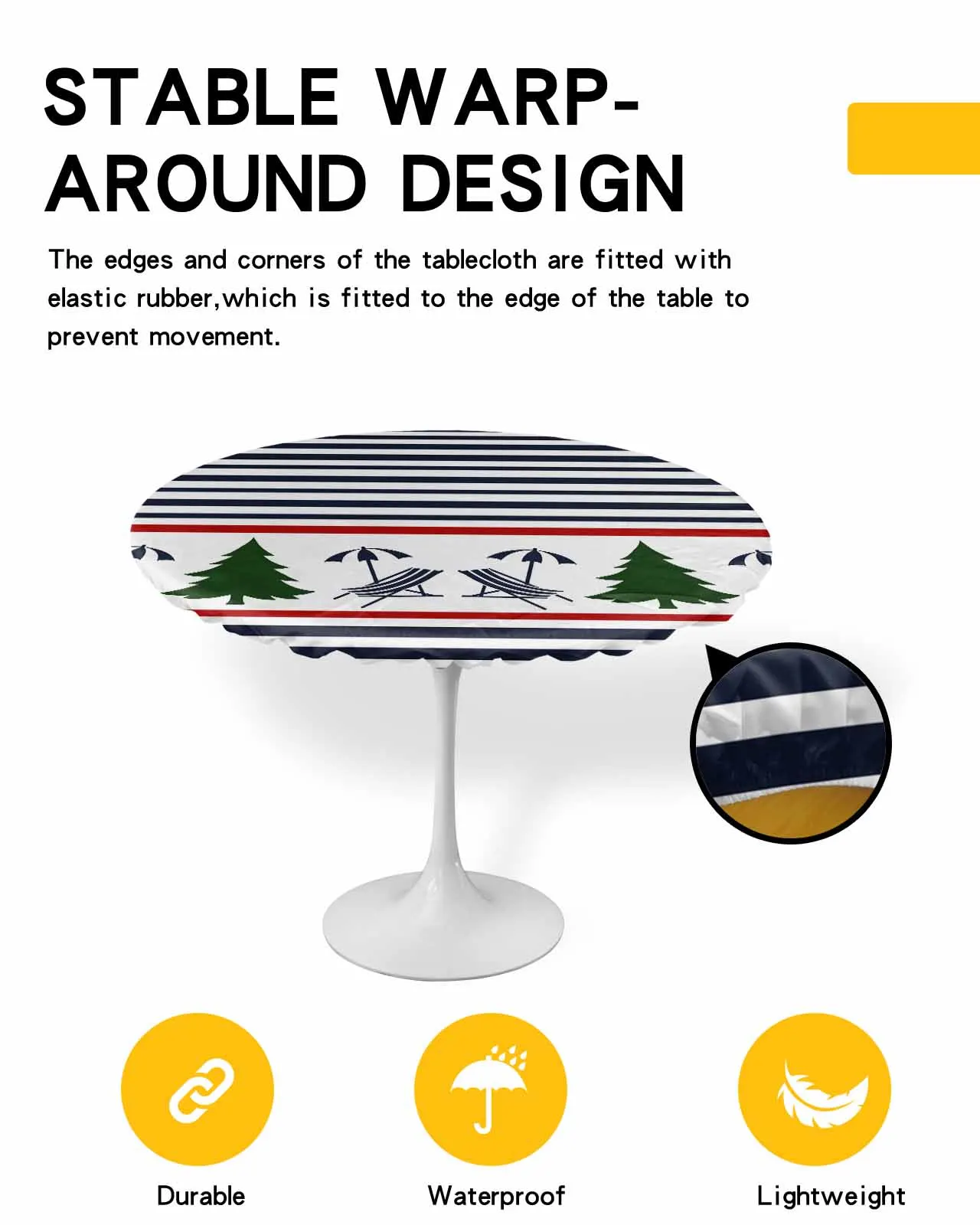 Line Christmas Tree Lounge Chair Round Elastic Edged Table Cover Protector Cloth Waterproof Rectangle Fitted Tablecloth