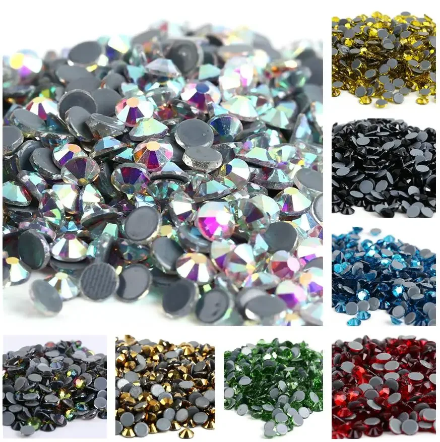 

SS6-SS30 40Colors Crystal AB Hot Fix Rhinestones, Glass Strass Iron On Sewing Fabric Decorations