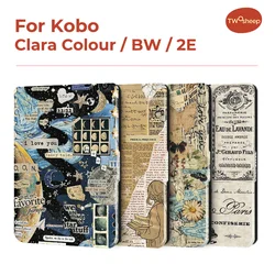 Twosheep 6-inch Case for Kobo Clara BW Clara Colour Clara 2E TPU Magnetic Flip Auto Wake Sleep TPU soft Cover Ins Style